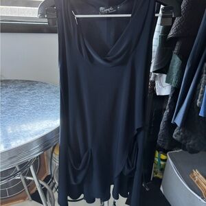 Sympli Navy Blue Sleeveless Draped Top